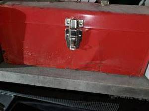lot 519 image: Toolbox full of hinges and drawer h...