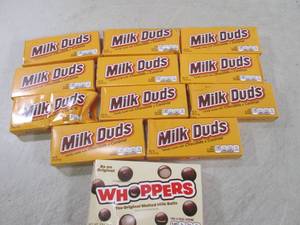lot 140 image: (B-1) 11 Boxes Milk Duds Best by Ja...
