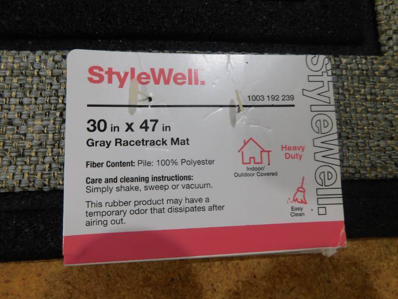 StyleWell Racetrack Gray 18 in. x 30 in. Rubber Backed Door Mat