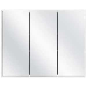 lot 55 image: Glacier Bay 36-38 in. W x 30-316 in. H Frameless Surface-Mount Tri-View Bathroom Medicine Cabinet