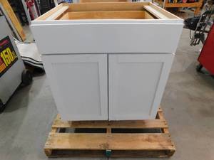 lot 13 image: Hampton Bay Courtland Shaker Assembled 30 in. x 34.5 in. x 24 in. Stock Base Kitchen Cabinet in Sterling Gray Finish