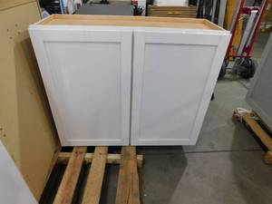 lot 14 image: Hampton Bay Courtland Shaker Assembled 36 in. x 30 in. x 12 in. Stock Wall Kitchen Cabinet in Polar White Finish