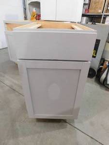 lot 42 image: New - Hampton Bay Courtland Shaker Assembled 18 in. x 34.5 in. x 24 in. Stock Base Kitchen Cabinet in Sterling Gray Finish