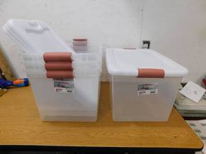 lot 44 image: (4) Sterilite 64 Qt. Latching Storage Box