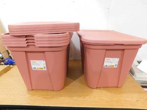 lot 46 image: New - (5) HDX 20 Gal. Storage Tote in Sienna