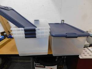 lot 47 image: New - 4  Sterilite 106 Qt. Latching Storage Box