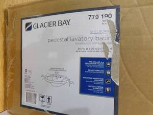 lot 57 image: Glacier Bay Shelburne 20 in. Pedestal Sink Basin in White