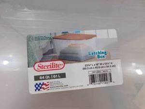 lot 45 image: (3) Sterilite 64 Qt. Latching Storage Box