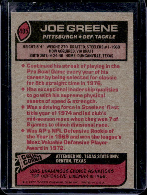 1977 Topps Joe Greene #405