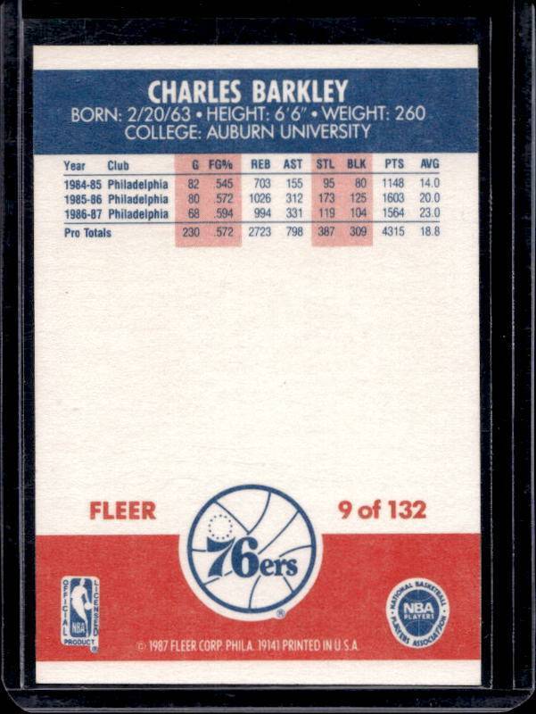 1987 Fleer Charles Barkley #9