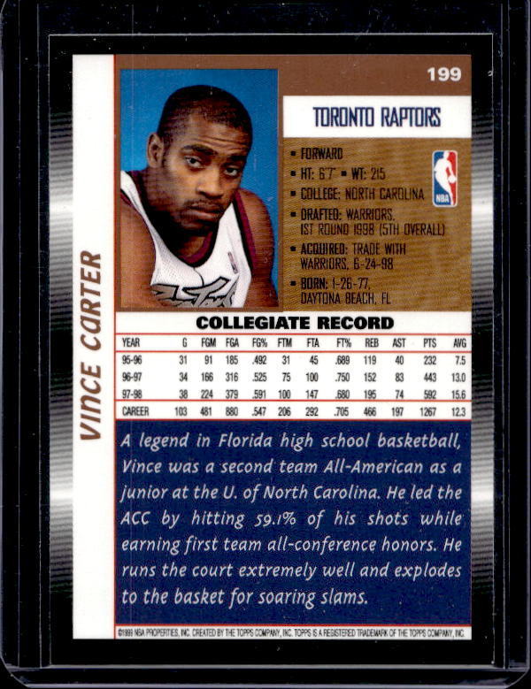 1998 Topps Vince Carter Rookie #199