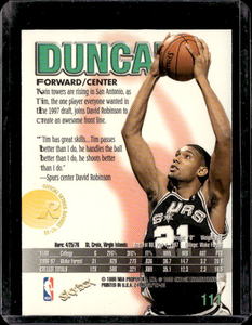 1997 Skybox Z Force Tim Duncan Rookie #111