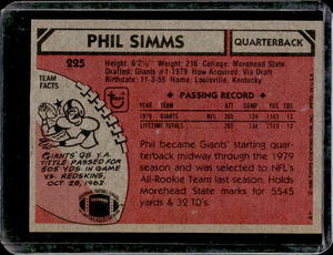 1980 Topps Phil Simms Rookie #225