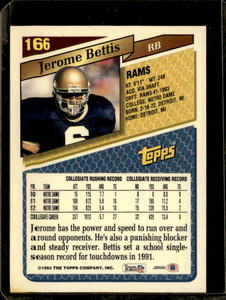 1993 Topps Jerome Bettis Rookie #166