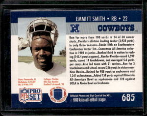 1990 Pro Set Emmitt Smith Rookie #685