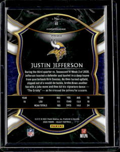2020 Select Silver Prizm Justin Jefferson Rookie #61