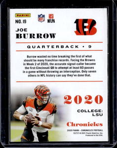 2020 Panini Chronicles Joe Burrow Rookie #19