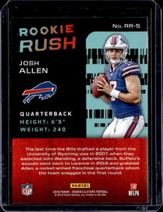 2018 Rookies & Stars Rookie Rush Josh Allen Rookie #RR-5