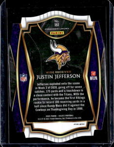 2020 Select Premier Purple Prizm Die Cut Justin Jefferson #161