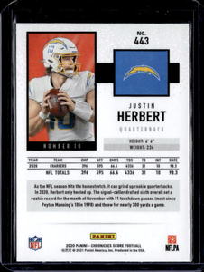 2020 Score Chrome Justin Herbert Rookie #443