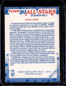 1989 Fleer All Star Sticker Michael Jordan #3