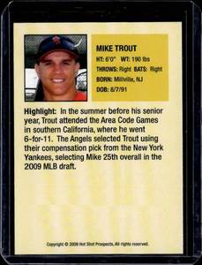 2009 Hot Shot Prospects Mike Trout Rookie
