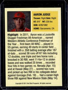 2011 Hot Shot Prospects Aaron Judge Rookie