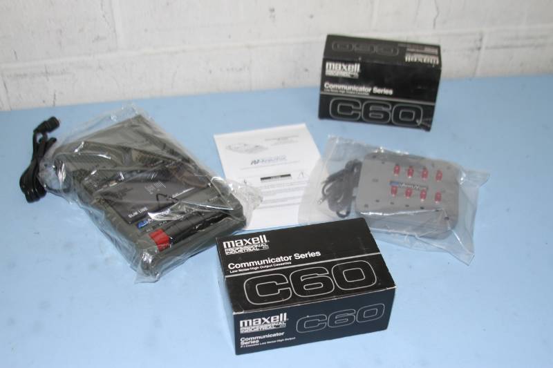 lot 49 image: Lot of NEW Maxell Audio Cassettes and NEW Ampli-Vox Audio Cassette Player  Recorder System