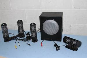 lot 97 image: Logitech X-530 Surround Sound 5.1-Channel Audio Speaker System with High Tech Subwoofer Sub Woofer