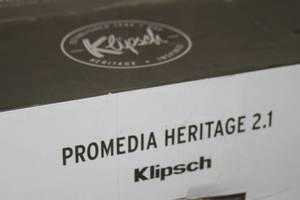 lot 102 image: Klipsch ProMedia Pro Media Heritage 2.1 Multi-Media Speaker System with Wireless Streaming