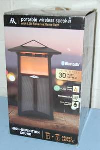 lot 24 image: Acoustic Research AR Portable Wireless 30-Watt Bluetooth Dynamic Audio Speaker with LED Flickering Light Flame