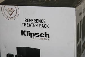 lot 51 image: Klipsch Reference Theater Pack 5.1 Surround Sound Audio System with Wireless Subwoofer - MSRP $1,264