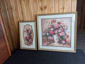 Set of 2 Framed Home Interiors Floral Arrangement Art