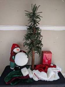 Christmas Tree, Tree Skirt, Snowman Decoration, Stockings, Avon Groovy Dancing Santa