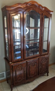 Classic Wooden Lighted Two-Piece China Cabinet