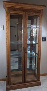 Large 5-Shelf WoodenGlassMirror Lighted Curio Cabinet or China Display