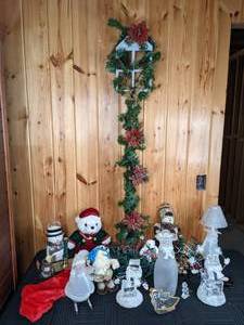 A Collection of Christmas Decorative Items Light Post, Snowman, Cookie Monster, Etc.&nbsp