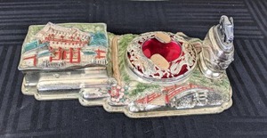 lot 18 image: Vintage Midcentury Japanese Metal Smoking Set