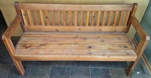 lot 50 image: Wooden Outdoor Bench