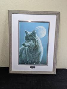 lot 7 image: Beautiful Silhouette Timberwolf Signed Wildlife Limited Edition Print by James A. Meger 256 of 1500 COA