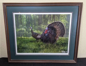 lot 84 image: Beautiful Struttin Grounds Signed Framed Turkey Print by Eddie Leroy