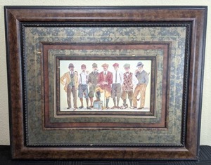 lot 85 image: Ornate Framed Guys Golfing Art