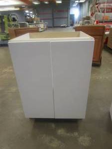 lot 252 image: 24 in x 34.5 in x 21 in Blank Face Kitchen Base Cabinet (DOORS DO NOT ALIGN COMPLETELY)