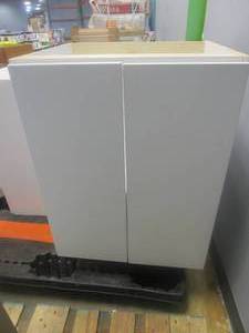 lot 253 image: 24 in x 34.5 in x 21 in Blank Face Kitchen Base Cabinet (DOORS DO NOT ALIGN COMPLETELY)