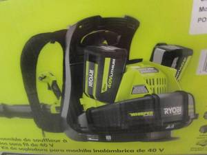 lot 332 image: RYOBI 40V HP Brushless Whisper Series 165 MPH 730 CFM Cordless Battery Backpack Blower with (2) 6.0 Ah Batteries and Charger (OPEN BOX, NEW CONDITION)