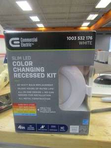 lot 379 image: Commercial Electric Ultra Slim 4 in. Selectable CCT Canless Color Integrated LED Recessed Light Trim Downlight 650 Lumens Dimmable (4 PACK)