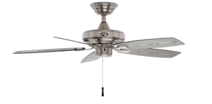 lot 390 image: Hampton Bay Gazebo II 42 in. IndoorOutdoor Brushed Nickel Ceiling Fan (OPEN BOX)
