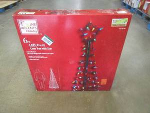 lot 35 image: Home Accents 6 ft LED Pre-Lit Cone Tree with Star and 300 Multi Color Lights, 1002482951 - SOLD AS IS