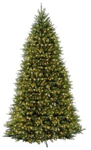 lot 25 image: National Tree Co. (2 Boxes)12 ft. Pre-Lit Dunhill Fir Hinged Artificial Christmas Tree with Clear Lights, DUH-120LO-S - SOLD AS IS