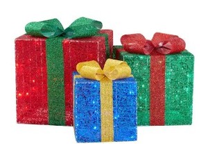 lot 37 image: Home Accents 3-Piece Yuletide Lane LED Gift Boxes, 1005416616 - SOLD AS IS